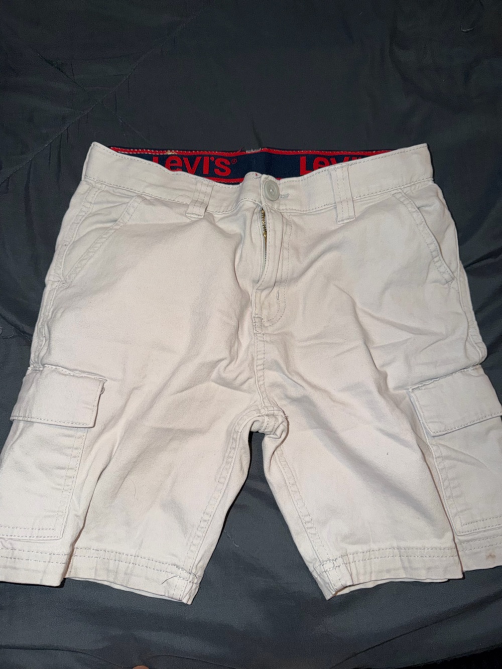 Levi's Off-White Cargo Shorts with Red Waistband Trim